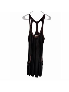 Soul Revival Dress Womens Size M Brown Studded Racerback Midi Pockets